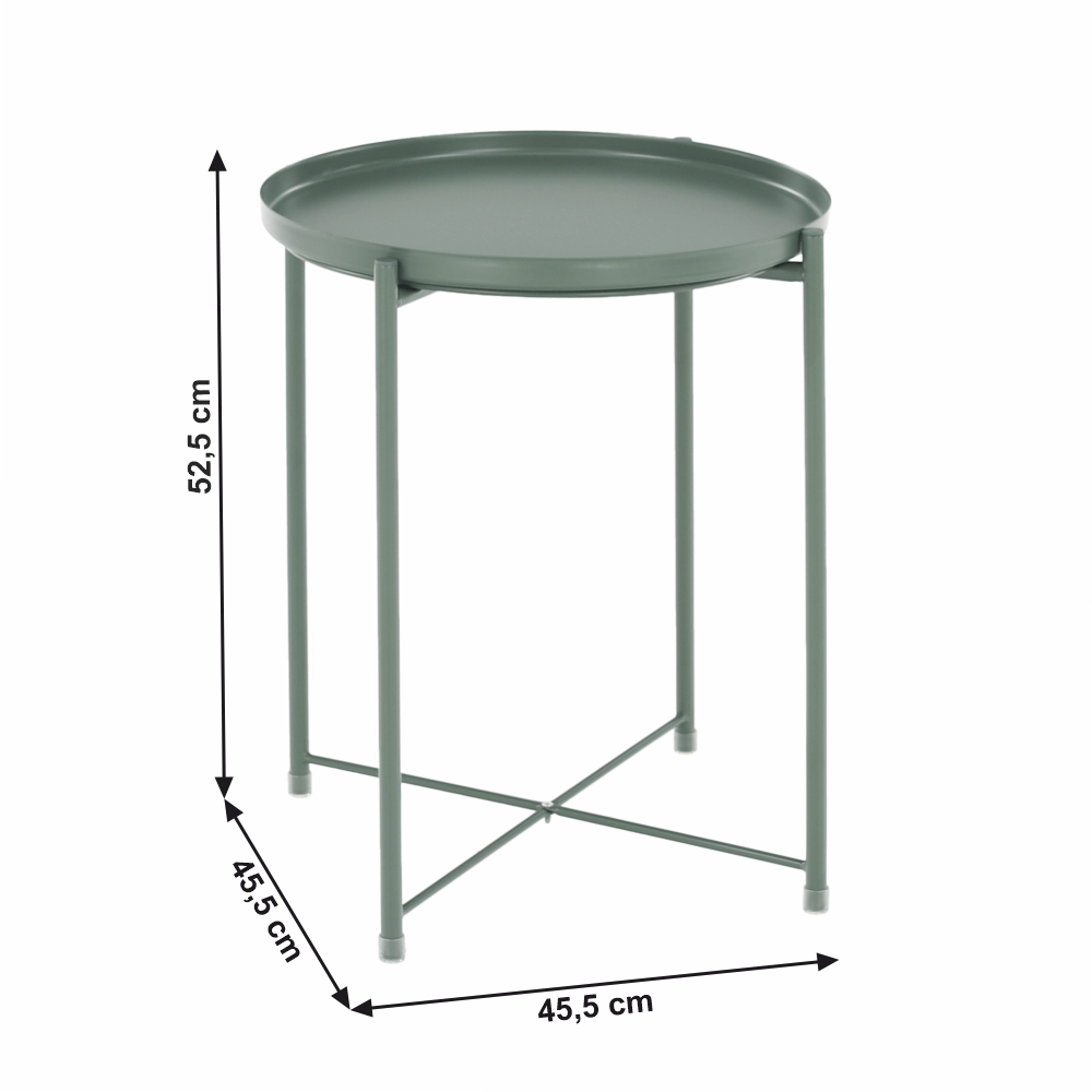 Príručný stolík s odnímateľnou táckou, zelená, TRIDER
