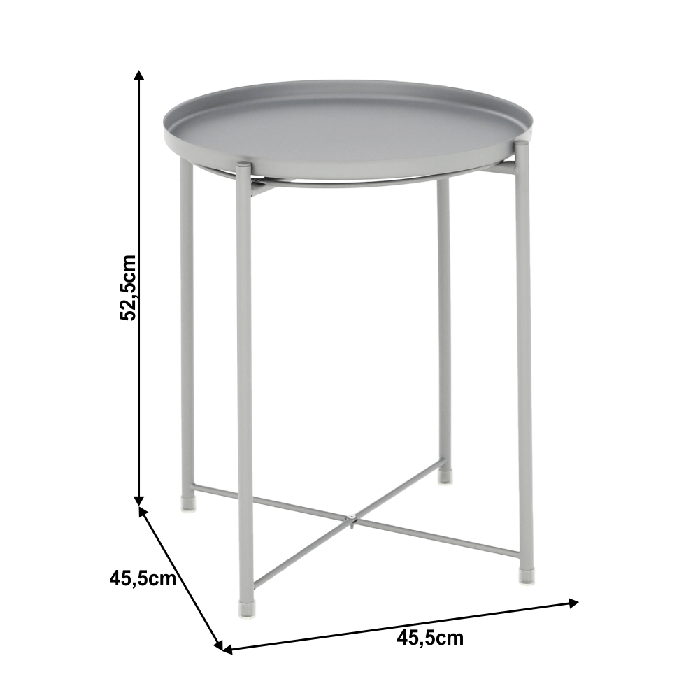 Príručný stolík s odnímateľnou táckou, sivá, TRIDER